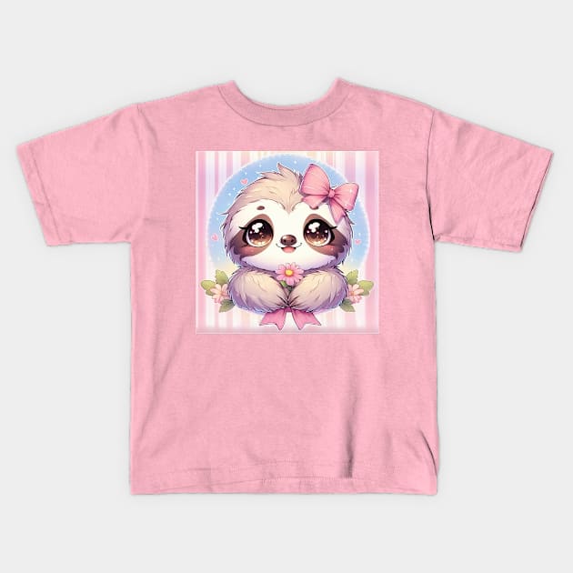 Adorable Kawaii Sloth Kids T-Shirt by PhotoSphere